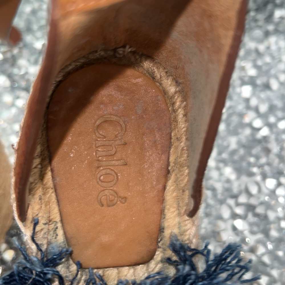 Denim Fringe Espadrille Sandals - Blue - Picture 8 of 8